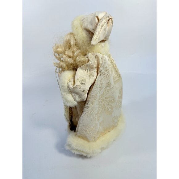 Tree Topper Christmas Santa Porcelain Face Figurine Statue Vintage | Lace Gold - Picture 9 of 15